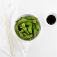 Edamame · Steamed soybeans lightly salted.