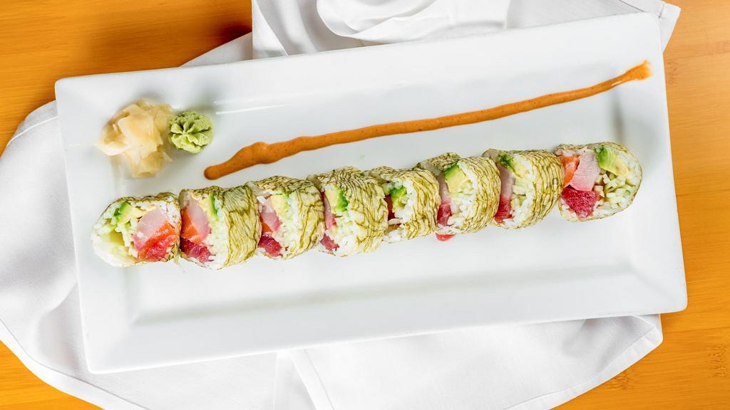 Tuna Avocado Roll · This item contains raw fish, consume raw or undercooked meats, fish, shellfish or fresh shell egg may increase your risk of foodborne illness, especially if you have certain medical conditions.