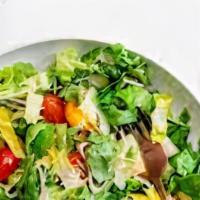 Salads · with lettuce, tomatoes, carrots, cabbage, cucumbers, and pepperoncini
