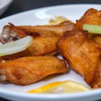 Wings (75 Pcs) · Your choice of 4 flavors. Blue cheese or ranch dressing.