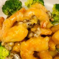 Honey Walnut Shrimp · lightly battered shrimp, honey glazed walnuts, cilantro