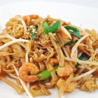 Pad Thai · Stir-fried rice noodle w. tofu, egg. Bean sprouts, onion in spicy Thai chili sauce.