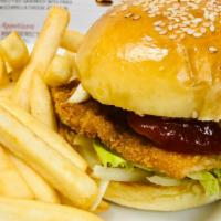Fried Fish Sandwich With Fries · with fries