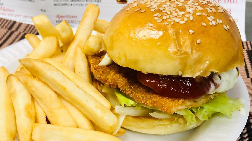 Fried Fish Sandwich With Fries · with fries