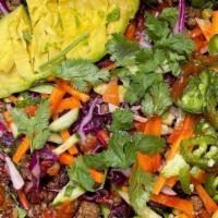 Banh Mi Wrap Or Bowl · Wrap or bowl-veggie beef, gluten-free grains, cucumber, carrots, radish, corn, cabbage, cila...