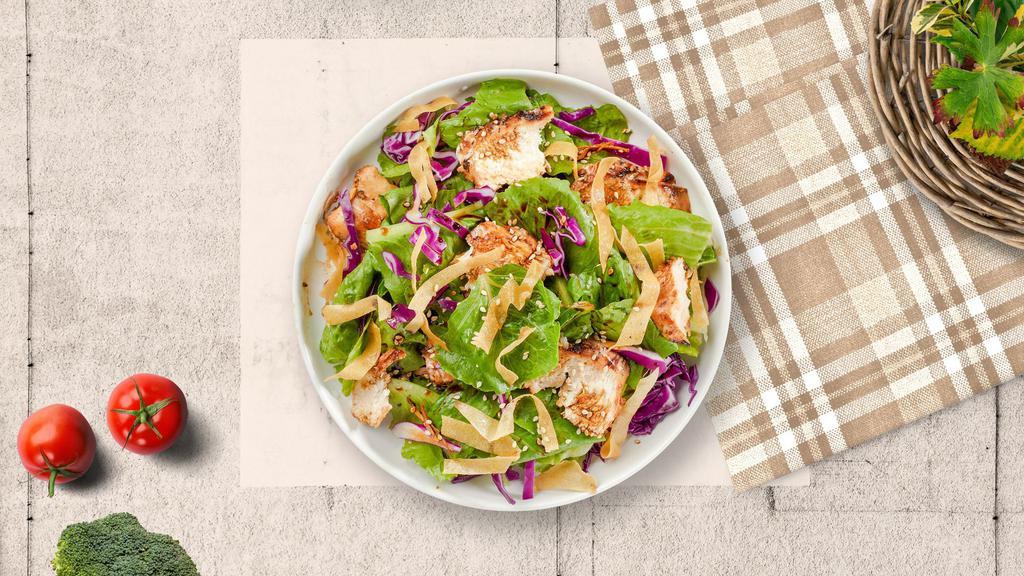 From The East Salad · Grilled chicken with mandarin oranges, romaine, cucumber, mushrooms, and cranberry tossed in sesame ginger dressing.