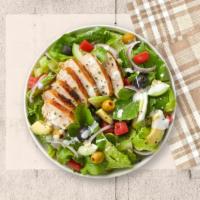 Let'S Go Bistro Salad · Grilled chicken breast with romaine lettuce, crumbled feta cheese, walnuts, and topped with ...