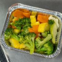 Steamed Veggies · Steamed broccoli, carrot & chayote.