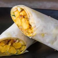 Aloo Chana Roll · Seasoned Potato & Chickpeas, Spices, Cilantro, Onions Hand made paratha bread