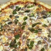 Vegetable Pizza (Medium 14'') · Tomatoes, mushrooms, broccoli, green pepper, and black olives.