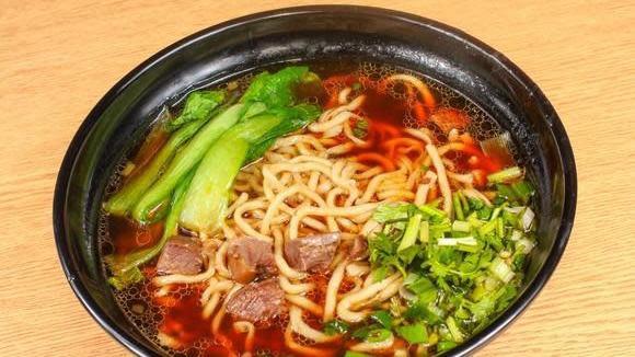 Braised Beef Noodle Soup 牛肉汤面 · Savory light broth with noodles.