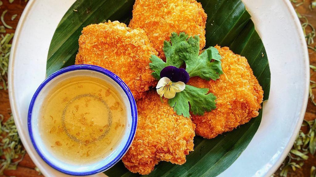 Shrimp Cakes (Tod Mun Goong) · Fried Thai Shrimp Cakes with plum sauce.
