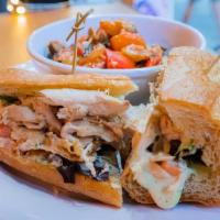 Sandwich + 1 Side · All natural, free roaming, antibiotic and hormone free pulled rotisserie chicken roasted wit...