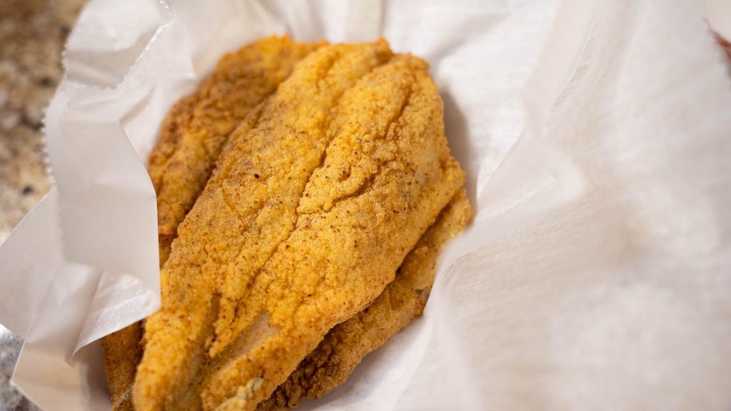Fried Whiting · Three Golden Fried Whiting Fish