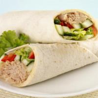 The Classic Tuna Wrap · Tuna salad, carrots, and lettuce.