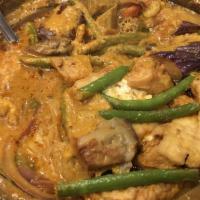 Indian Curry Asam Fish Head Or Stingray Fish Casserole · Spicy. One of signature dish fish with onion, lady finger, string beans, tomato, crispy tofu...