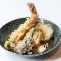 Tempura Inaniwa Udon · Udon noodle with assorted tempura, cold or hot.