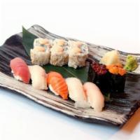 7 Sushi & 1 Roll · Seven pieces nigiri and maki.