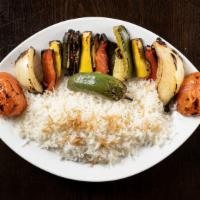 Vegetable Kebab · Onions, tomatoes, green/red bell peppers, jalapeños, zucchini with special spices.