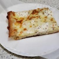 White Square  Slice · Mozzarella cheese ricotta chesse and pecorino romano cheese no tomato sauce