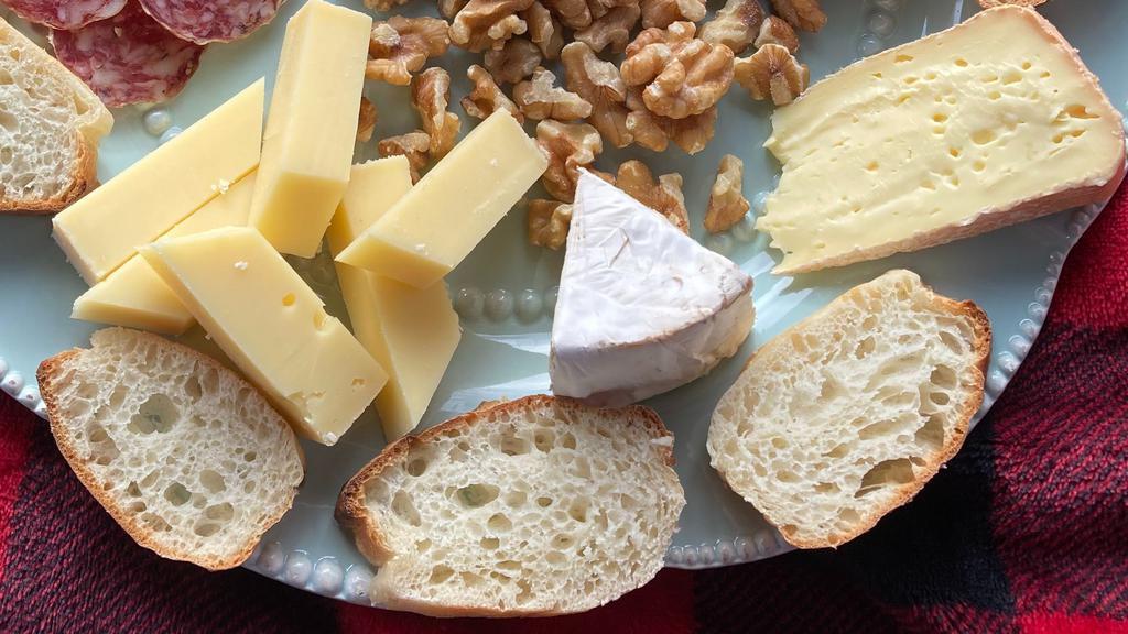 3 Cheese Plate · serve with walnut, cornichon, homemade baguette