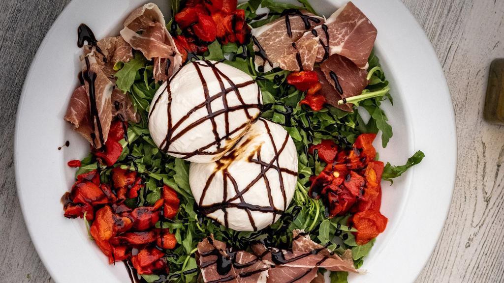 Sm Caprese Salad · Sliced tomatoes and fresh mozzarella with fresh basil olive oil and a balsamic glaze.