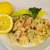 Tuna Salad · Tuna with mayonnaise, roasted red and yellow pepper strips, celery, lemon juice, salt and mu...