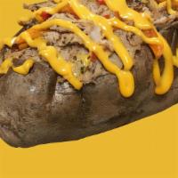 New! Jack'S Philly Style Chicken Cheesesteak · Mixed with butter and mozzarella cheese. Baked Potato stuffed with halal Philly style Chicke...