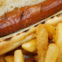 Hot Dog Combo · Junior Hot Dog on a Bun with a Side of Fries