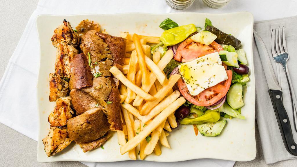 Combination · Includes greek salad and french fries, option of rice or lemon potatoes.