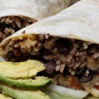 Burritos · Burrito comes with your choice of meat or veggies, Rice, Beans, Sour Cream, Cheese, Avocado,...