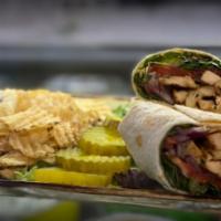 Chicken Fajita Wrap · Grilled chicken, mixed cheese, onions, peppers, and salsa on a Wrap.