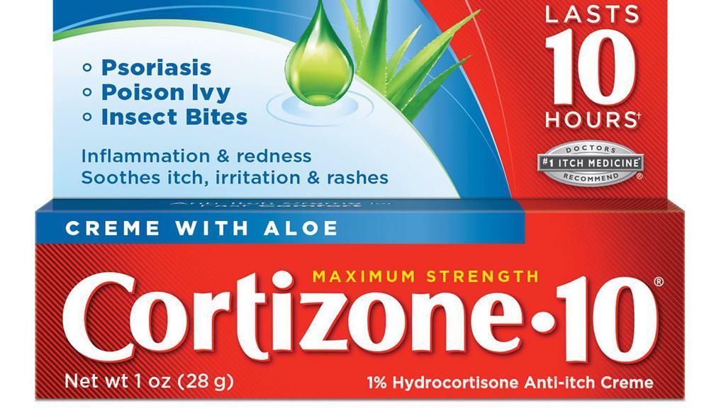 Cortizone 10 Cream (1 Oz) · Get fast, long-lasting relief from itch associated with minor rashes and skin irritations with Cortizone 10 Maximum Strength Creme With Aloe. Formulated with maximum strength hydrocortisone, the #1 itch medicine recommended by doctors, this anti-itch creme goes on smoothly and works quickly for fast itch relief. But Maximum Strength Cortizone 10 Creme doesn't just work fast it also lasts for hours