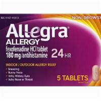 Allegra Allergy Tablets (5 Ct)
 · For your worst allergy symptoms, nothing works faster or stronger than Allegra 24-Hour Adult...