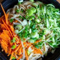 Sesame Garlic Cold Noodles · Chilled noodles tossed in a sauce made from garlic and sesame seeds and dressed with shredde...