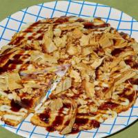 Okonomiyaki 오꼬파전 · NY style Japanese pancake. Thin crust with the fixins.