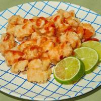 Popcorn Shrimp 팦콘새우  · Seasoned, battered and deep fried shrimp served with a sweet and mild chili sauce.
