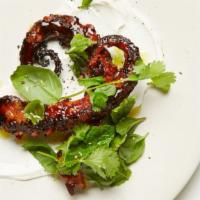 Charred Octopus · Served with a mesclun salad and toasted pita.