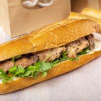 Banh Mi · Baguette stuffed with your choice of protein. Bon Banh way: pate, carrot and daikon slaw, cu...