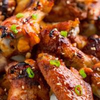 Teriyaki Wings · Eight seasoned bone-in or boneless wings fried to perfection and tossed in our signature Ter...