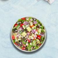 Greek God Salad · Romaine lettuce, cucumbers, tomatoes, red onions, and olives tossed with balsamic vinaigrett...
