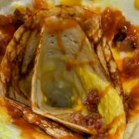 Bacon Egg & Cheese Crepe · Bacon, one egg, and four cheese blend (monterey jack, cheddar, queso quesadilla, asadero)