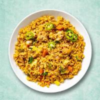 Fiery Chicken Fried Rice  · A popular Indo Chinese dish made by stir-frying the rice with chunks of chicken and choice o...