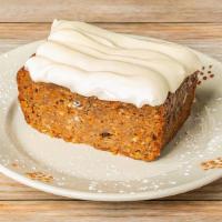 Carrot Cake · Carrots, raisins, walnuts and cream cheese frosting. Gluten-free.