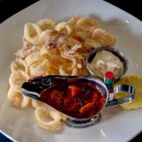 Flash-Fried Calamari · San Marzano Tomato Sauce • Garlic Aioli