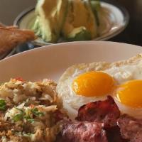 Traditional Breakfast · Eggs, toast or hashbrowns, choice of bacon/turkey bacon/chx sausage