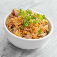 Spam Fried Rice. · Fried jasmine rice, spam, egg, scallions.
Contains: Gluten, Eggs, Soy