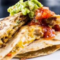 Chicken Quesadilla · Crispy bacon, pico de gallo, and cheese.