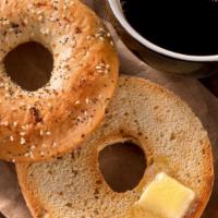 Bagel With Butter · Freshly toasted bagel of your choice with creamy butter.