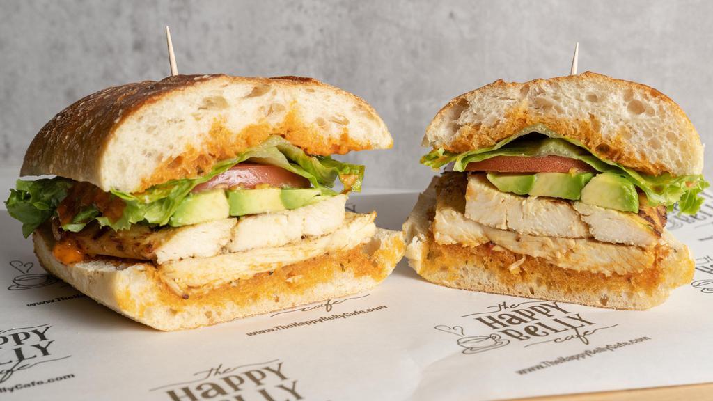 Chipotle Chicken · Char-grilled chicken, avocado, crisp lettuce and fresh tomatoes, chipotle mayo on toasted ciabatta.